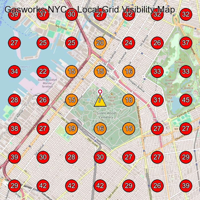 Gasworks NYC GeoGrid visibility map for Pottery Classes in Brooklyn